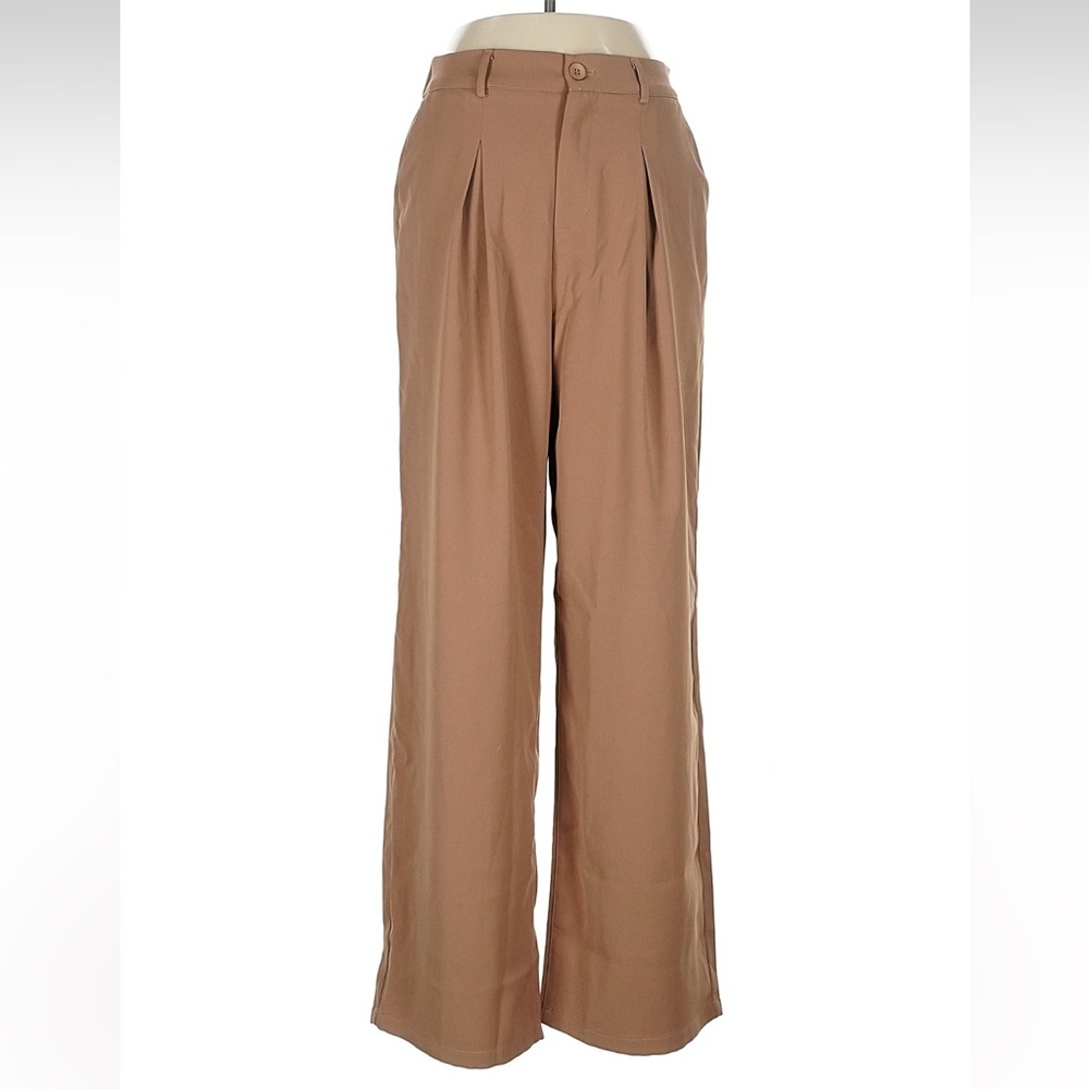 BTFBM tan brown beige wide leg trouser pants -M